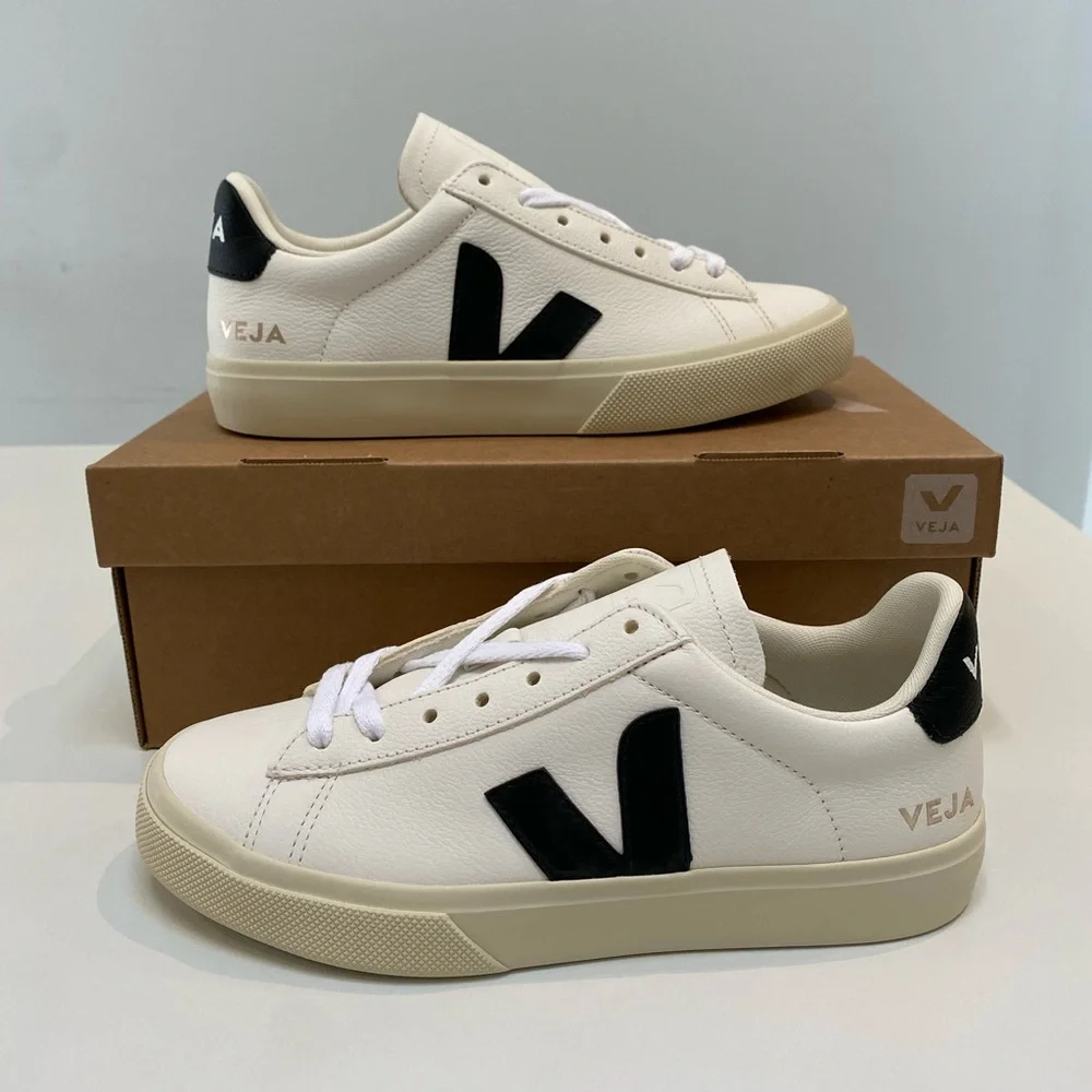 Veja Campo Leather Sneaker Extra White/Black sz 37EU/6USNew in Box - Picture 3 of 7